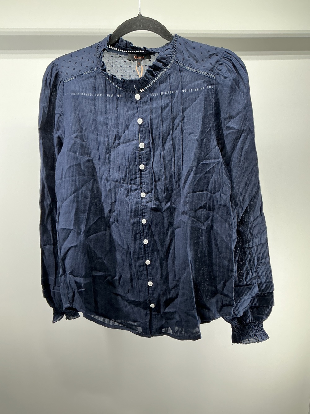 Organic Textured Cotton Peasant Blouse